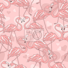 Арт-обои с розовыми фламинго
