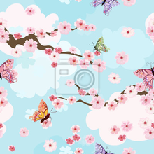 Фотообои - Цветущие ветви сакуры