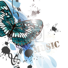 Арт-обои - Музыка и бабочка