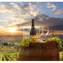 Фотообои - Бутылка вина и виноградники