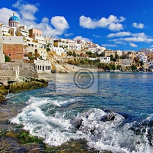Фотообои — Греческий городок у моря