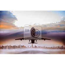Фотообои - Самолет и город