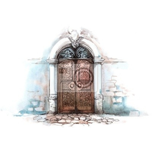 Арт-обои - Старая акварельная дверь