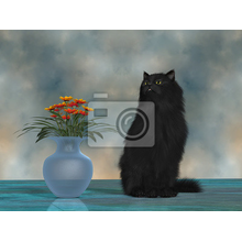 Арт-обои - Рисованный черный кот