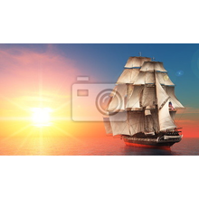 Фотообои - Парусное судно на закате