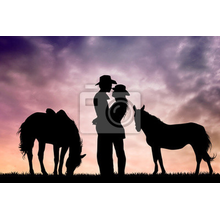 Фотообои - Влюбленные и лошади