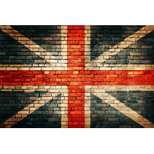 Фотообои - Флаг Англии на кирпичной стене