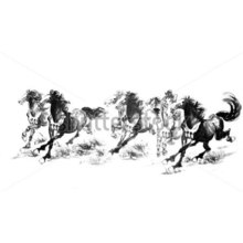 Фотообои с лошадьми - рисунок в восточном стиле