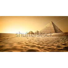 Фотообои с пирамидами в пустыне на закате