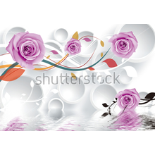3Д Фотообои с фиолетовыми розами