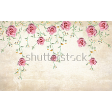 3Д Обои с розами на винтажной стене