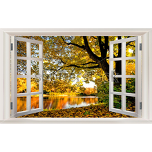 Осенний пейзаж за окном - Фотообои 3Д