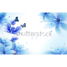 Фотообои 3Д с голубыми лилиями