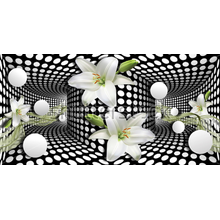 Фотообои 3Д - Оптическая иллюзия с лилиями