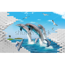 Фотообои 3д с дельфинами