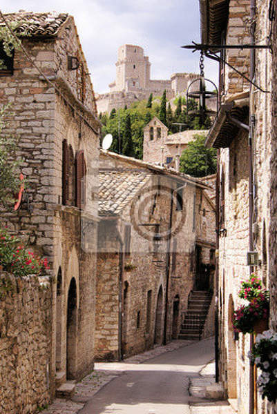 Фотообои - Средневековая старинная улочка в Италии. Артикул 10000027.