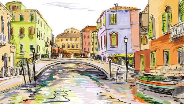 Фотообои: "Рисунок старой Венеции" артикул 10002346