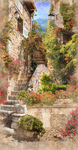 Старая каменная лестница - фотообои на стену артикул 10008868