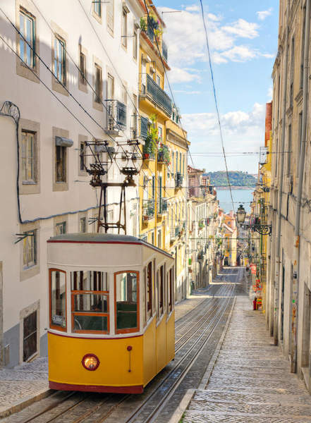 Фотообои с желтым трамваем в Лиссабоне артикул 10013374