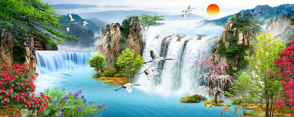 Фотообои с водопадом по фен шуй артикул 10018036